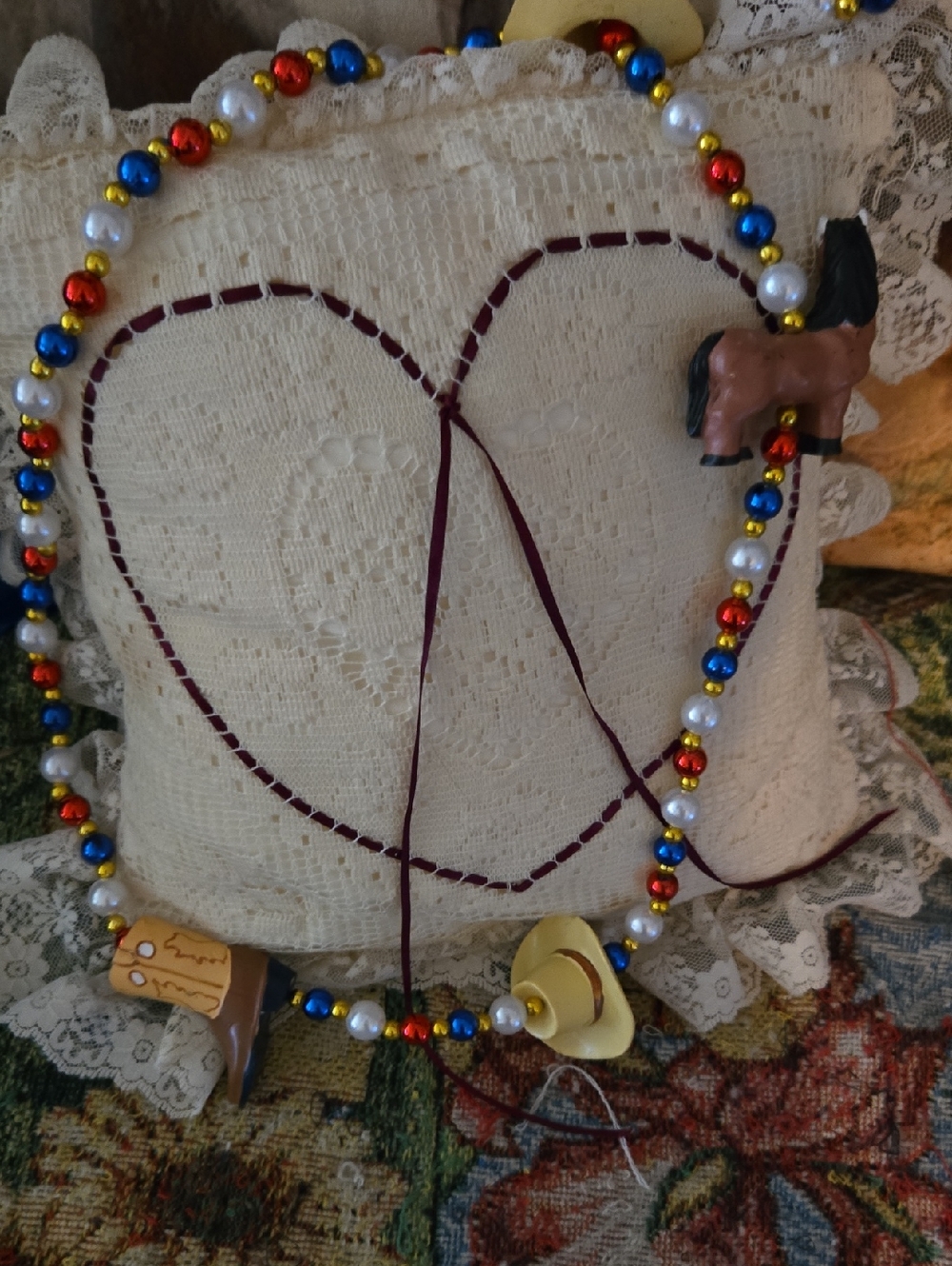 Western Charm Necklace in Red, Blue, Gold, White